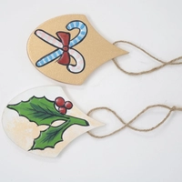 Candy Cane and Red Berries Tree leaves Wooden Christmas Tree Ornaments