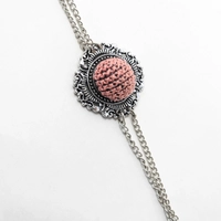 Embroidered Circular Bracelet - Pink
