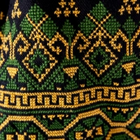 Embroidered Scarf: Black with Yellow and Green Accents