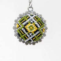 Embroidered Pendant Necklace: Yellow and Blue