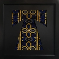 Machine Embroidered Dress Home Decor Piece in Gold Tones