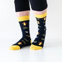 Navy Blue Cotton Socks with Arabic Coffee Patterns