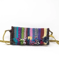 Woven Clutch with Leather - Purple