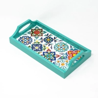 Handcrafted Small Rectangular Wooden Tray (Blue) - Handmade Tray