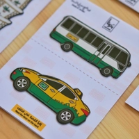 Double Magnet Set - Yellow Taxicab and The Coaster Bus