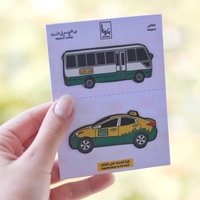Double Magnet Set - Yellow Taxicab and The Coaster Bus
