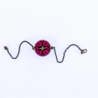 Pink and Yellow Embroidered Bracelet