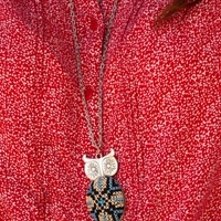 Silver Owl Embroidered Necklace