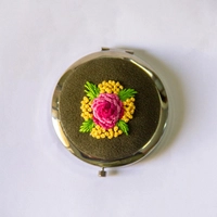 Embroidered Mirror - Olive Green