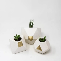 Set of Three Geometric Plant Pots - Gileded