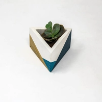 Triangle Plant Pot - Blue and Gold
