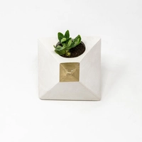 Geometric Plant Pot with Gold - Pyramid