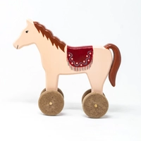Wooden Horse Toy On Wheels