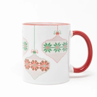 Rose and Star Vein Embroidered Christmas Mug