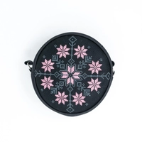 Circular Embroidered Purse - Large : Black