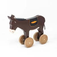 Wooden Donkey Toy On Wheels
