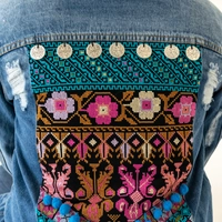 Blue Denim Jacket with Triangle Embroidery - Color (BLUE)