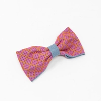 Embroidered Bow Hair Clip (Pink & Orange)