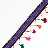 Handmade Belt with Multicolor Tassels - Vertical Lines 