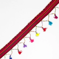 Handmade Belt with Multicolor Tassels - Horizontal Lines