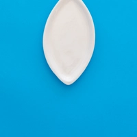 Small Plain White Ceramic Plate Designed in the Shape of an Olive Tree Leaf