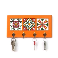 Decorative Key Hanger with Handpainted Ceramics (Orange)