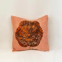 Pink Cushion - Flower Print in Brown and Red 