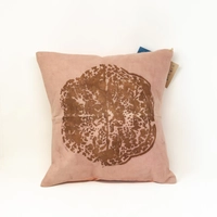 Pink Cushion - Flower Print in Brown