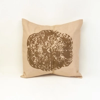 Beige Cushion - Flower Print in Brown