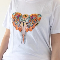 White T-shirt - Elephant Design