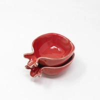 Two Ceramic Pomegranate Shaped Bowl - Red