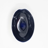Small Ceramic Melon Shaped Bowl - Navy Blue and White