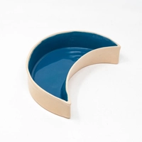 Ceramic Crescent Shaped Bowl - Yellow and Navy Blue - Yellow