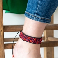 Red Squares Embroidery Anklet