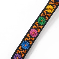 Black Multicolored Floral Embroidery Anklet - Orange Crossed Lines