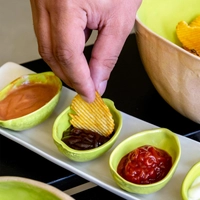 Ceramic Tray with Four Lemon Shaped Ramekin Bowls