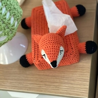 Crochet Orange Fox Tissue Box Cover 