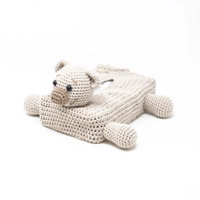 Crochet Beige Teddy Bear Tissue Box Cover 