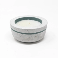Concrete Candle with Green Line - White