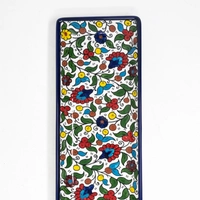 Ceramic Rectangular Floral Printed Plate - Blue