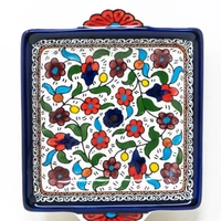 Square Floral Ceramic Plate - Multicolor
