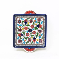 Square Floral Ceramic Plate - Multicolor