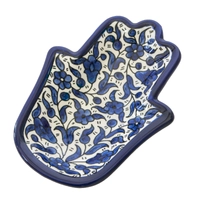 Fatima Hand Ceramic Plate with Hand-Painted Floral Patterns - Multiple Colors - Blue