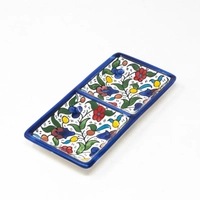 Two Section Floral Ceramic Plate - Multicolor