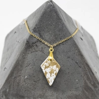 Italian Gold Plated Necklace with White and Gold Concrete