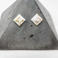White and Gold Concrete Italian Gold Plated Earrings