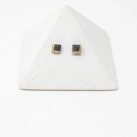 Square Black and Gold Concrete Italian Gold Plated Earrings 