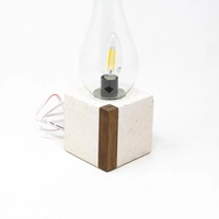 Electric Glass Lantern with Concrete Stand