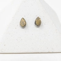 Teardrop Black and Gold Concrete Earrings