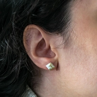 Small White and Gold Concrete Earrings